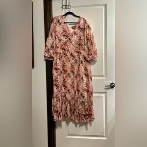 JessaKae Rose Floral Dress with Ruffle Hem